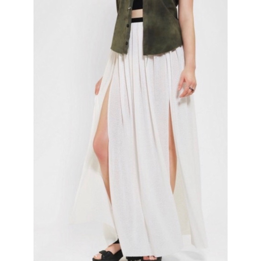 UO silence + noise White Maxi Skirt with Slits